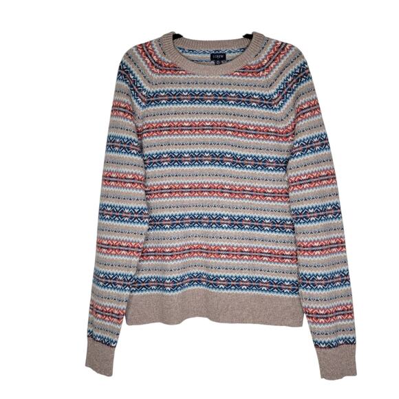 J.Crew Wool Blend Sweater Womens XL Multicolor Fair Isle Crewneck Warm Layer - Picture 1 of 8